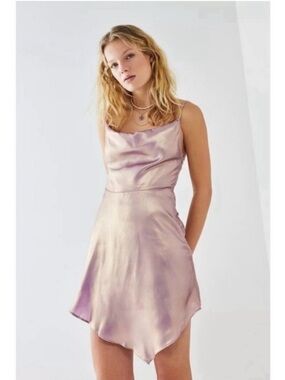 Urban Outfitters Mallory Metallic Asymmetrical Slip Dress Size small NWT